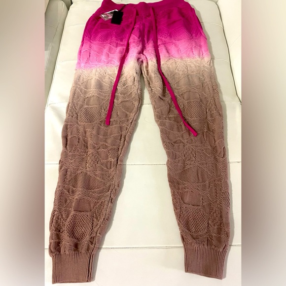 NWT TWENTY MONTREAL pink brown Knit Sweater Dip Tie Dye Joggers Pants M - Picture 5 of 13